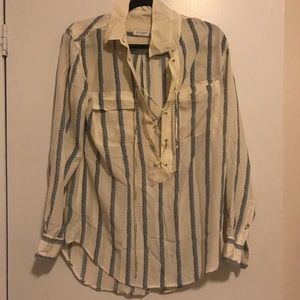 Equipment Knox Blouse, blue and navy stripe